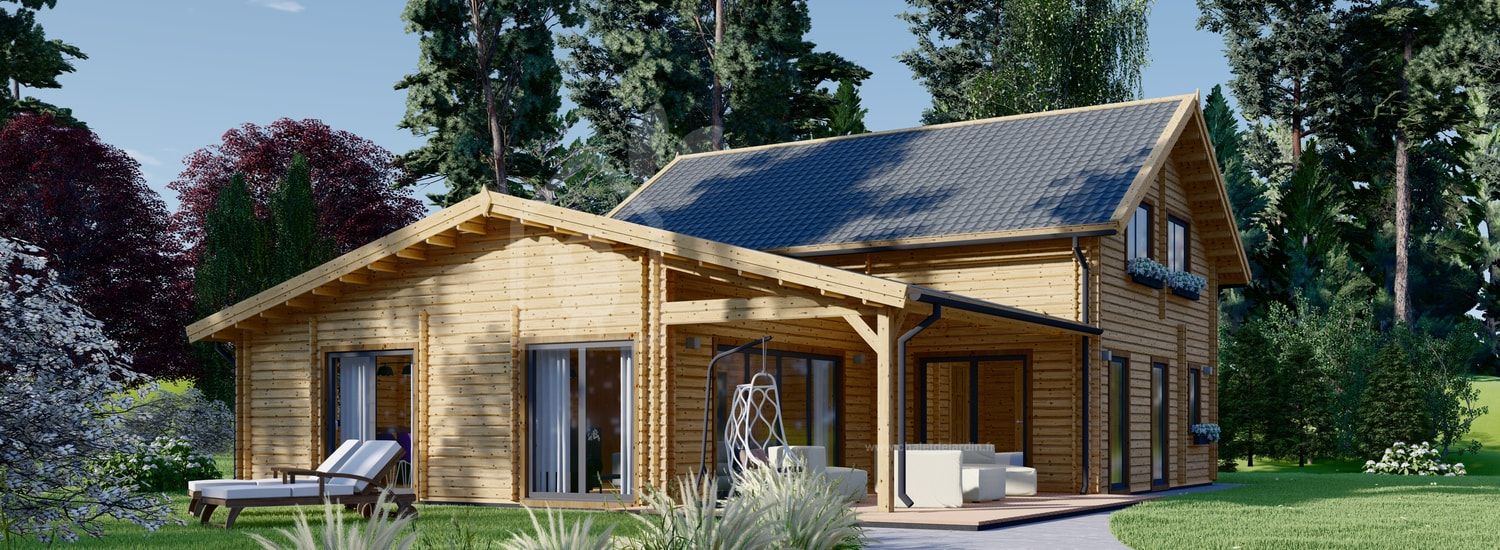 chalet en bois habitable darla (isolé re2020, 44+44 mm), 180 m² chalet en bois habitable darla (isolé re2020, 44+44 mm), 180 m²