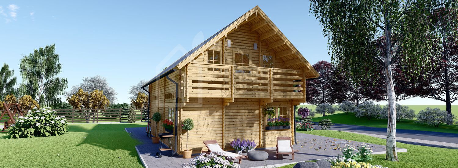 chalet en bois langon (isolé re2020, 44+44 mm), 95 m² chalet en bois langon (isolé re2020, 44+44 mm), 95 m²