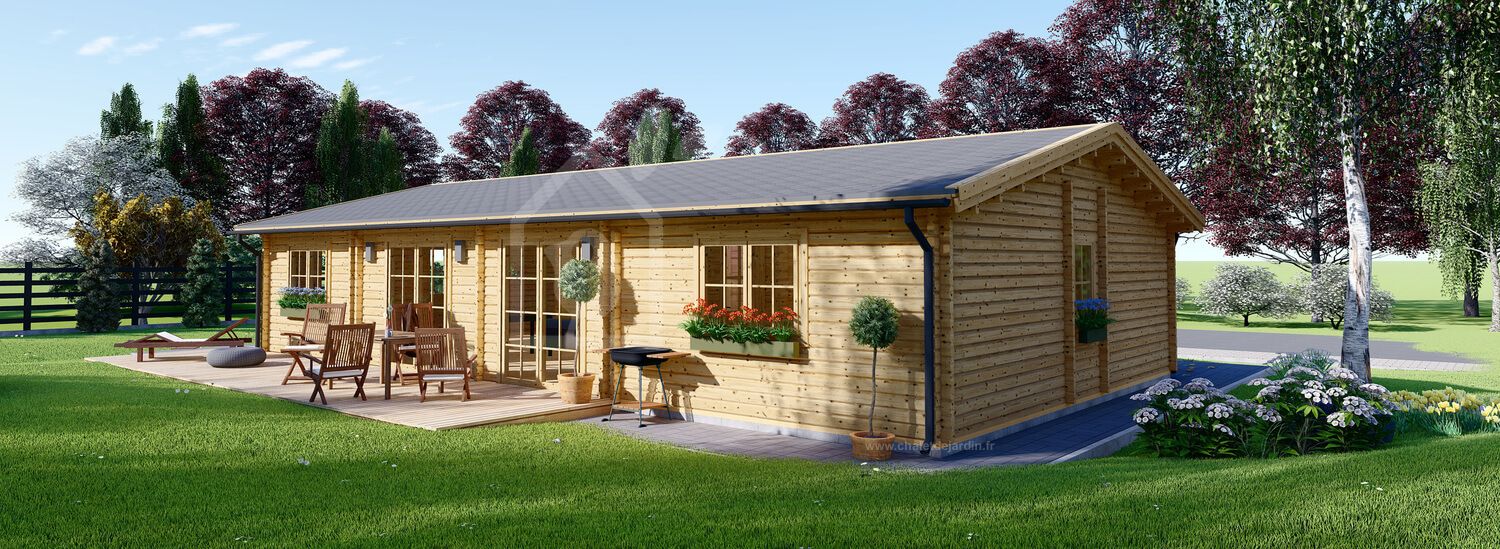 chalet en bois habitable limoges (isolé re2020, 44+44 mm), 103 m² chalet en bois habitable limoges (isolé re2020, 44+44 mm), 103 m²