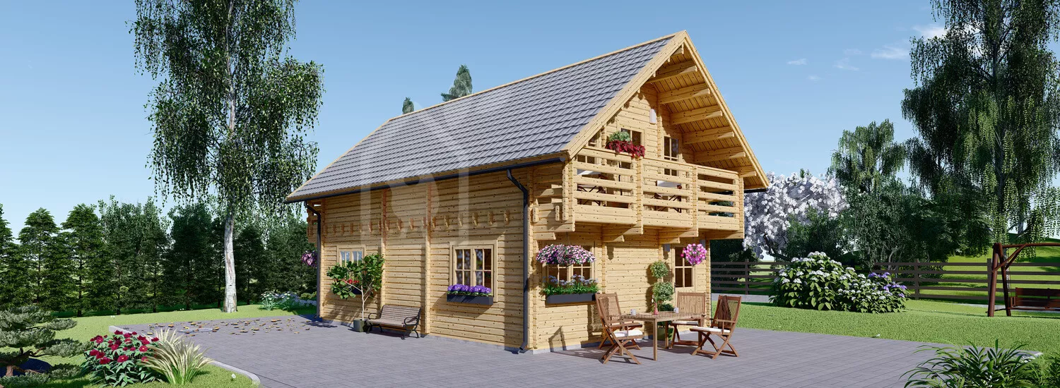 chalet en bois langon (isolé re2020, 44+44 mm), 95 m² chalet en bois langon (isolé re2020, 44+44 mm), 95 m²