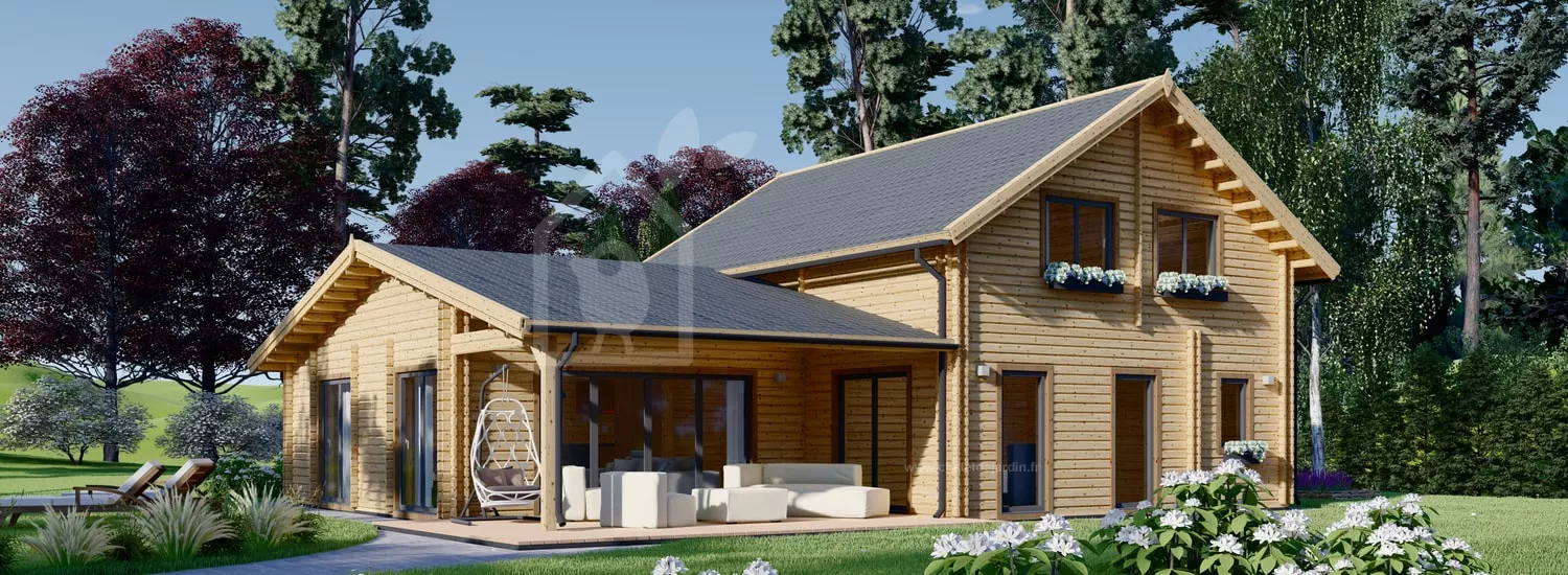 chalet en bois habitable darla (isolé re2020, 44+44 mm), 180 m² chalet en bois habitable darla (isolé re2020, 44+44 mm), 180 m²