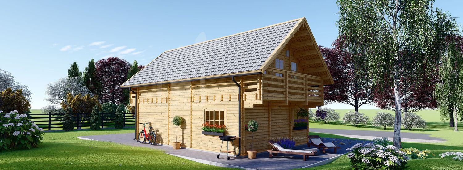 chalet en bois langon (isolé re2020, 44+44 mm), 95 m² chalet en bois langon (isolé re2020, 44+44 mm), 95 m²