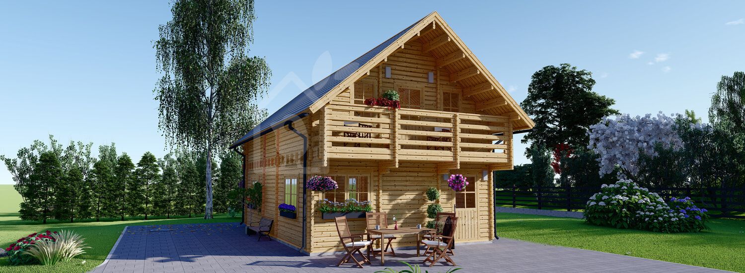 chalet en bois langon (isolé re2020, 44+44 mm), 95 m² chalet en bois langon (isolé re2020, 44+44 mm), 95 m²