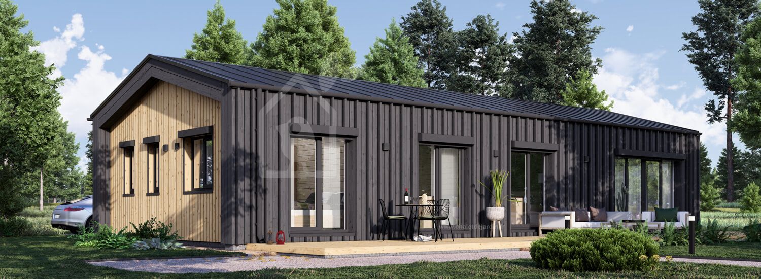 chalet en bois habitable roberta rv (isolé re2020, 44 mm + bardage), 95 m² chalet en bois habitable roberta rv (isolé re2020, 44 mm + bardage), 95 m²