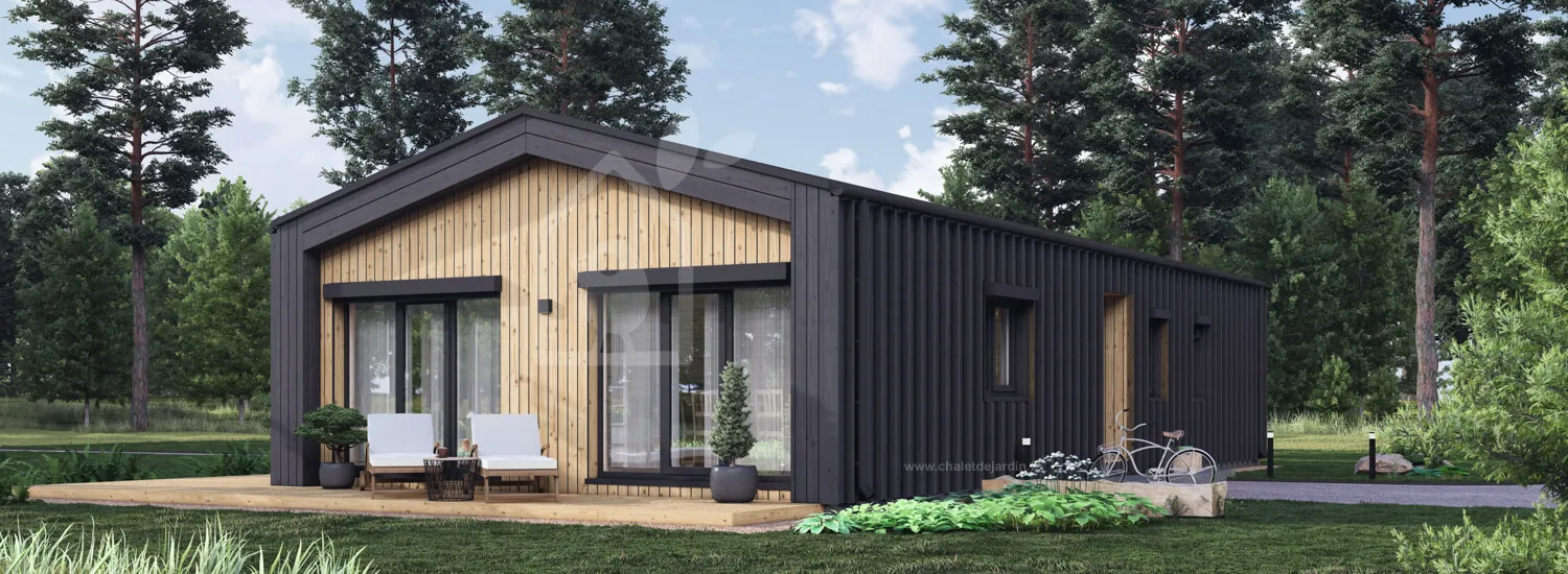 chalet en bois habitable roberta rv (isolé re2020, 44 mm + bardage), 95 m² chalet en bois habitable roberta rv (isolé re2020, 44 mm + bardage), 95 m²