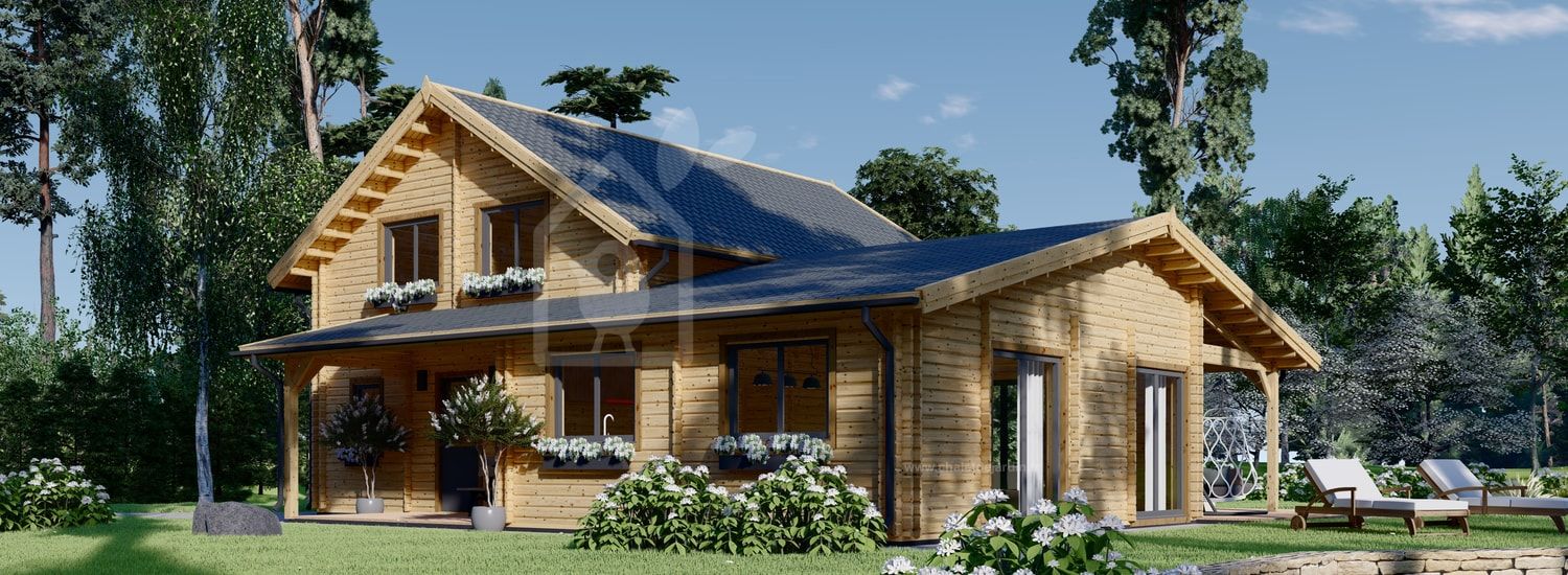 chalet en bois habitable darla (isolé re2020, 44+44 mm), 180 m² chalet en bois habitable darla (isolé re2020, 44+44 mm), 180 m²