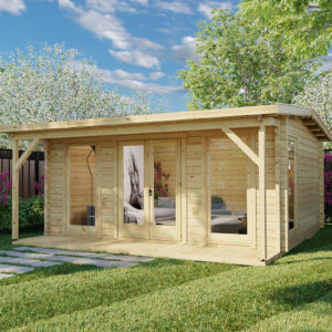 bungalow bois avec auvent terrasse costa a / 19m2 / 70mm