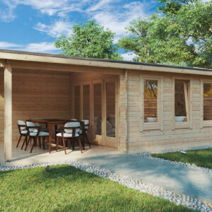 chalet de jardin en bois avec auvent eva e / 12m2 / 44mm