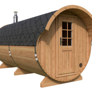 fass sauna mit sonnendach | barrel sauna with canopy | g0372