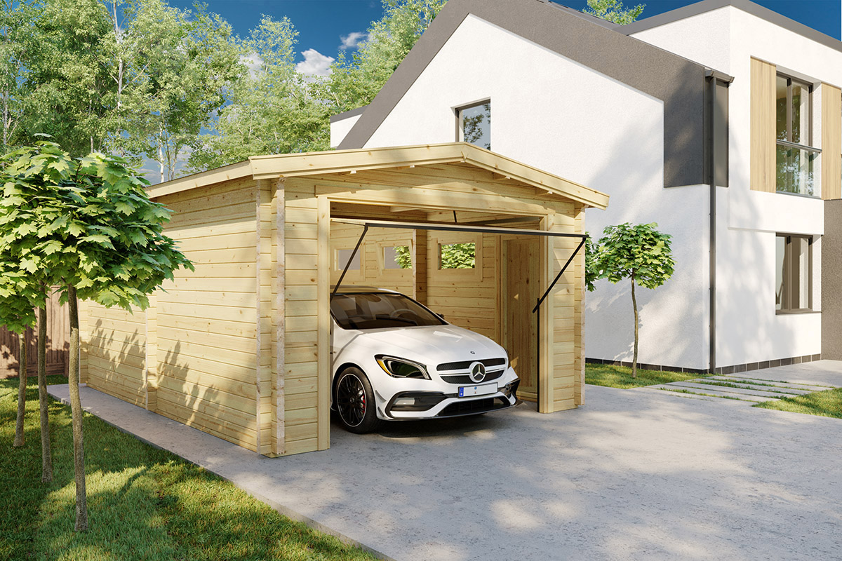garage bois en kit porte basculante hansa garage a / 21m2 / 70mm garage bois en kit porte basculante hansa garage a / 21m2 / 70mm