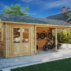 wooden carport with side shed "arthur" | g0080