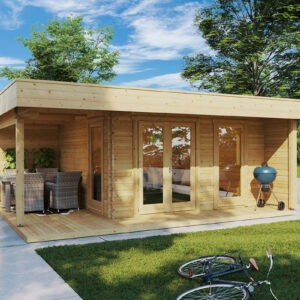 modern summer house hansa lounge xl with veranda 14,5m² / 44mm