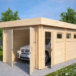 garage en bois toit plait hansa garage c +gv2