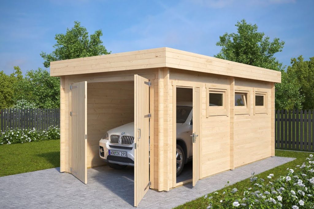 garage en bois toit plait hansa garage c +gv2 garage en bois toit plait hansa garage c +gv2