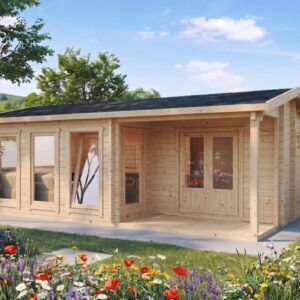 garden log cabin with terrace "malaga 1" | 7 x 4 m | g0240