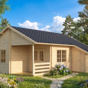 bedroom log cabin with side shed "stockholm c" | g0089