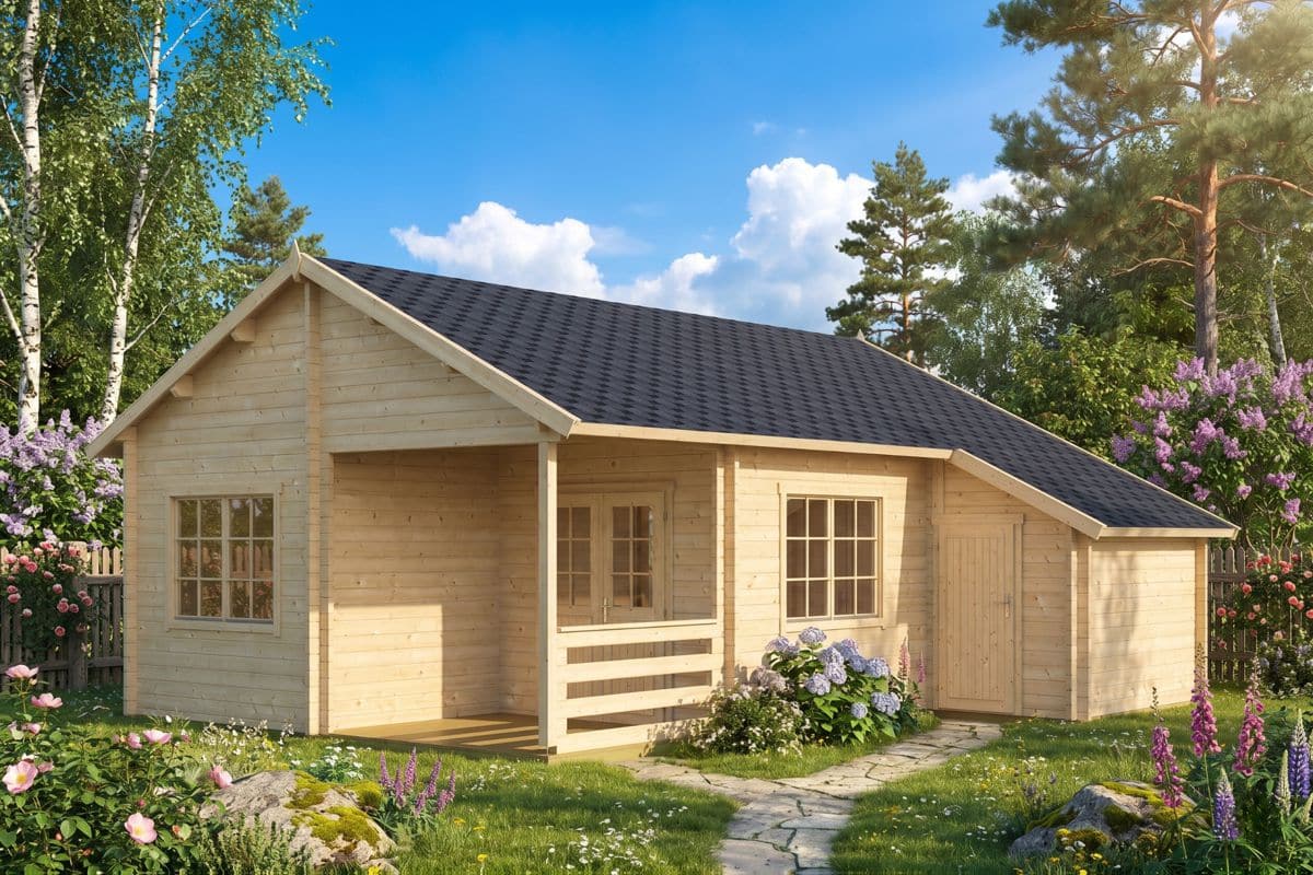 bedroom log cabin with side shed "stockholm c" | g0089 bedroom log cabin with side shed "stockholm c" | g0089
