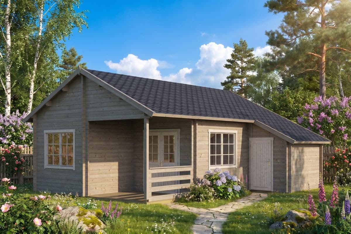 bedroom log cabin with side shed "stockholm c" | g0089 bedroom log cabin with side shed "stockholm c" | g0089
