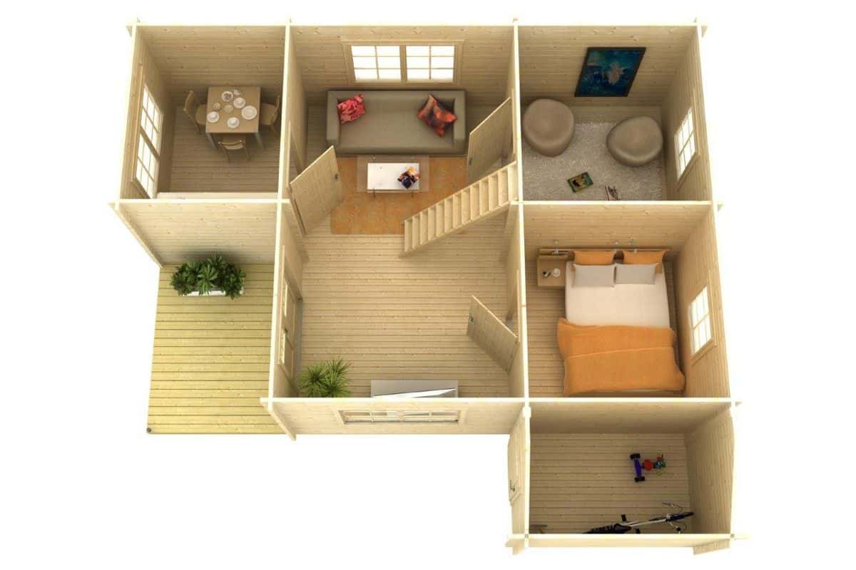 bedroom log cabin with side shed "stockholm c" | g0089 bedroom log cabin with side shed "stockholm c" | g0089