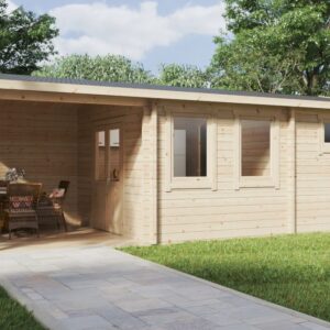 sauna en kit exterieur avec studio et auvent sauna nora